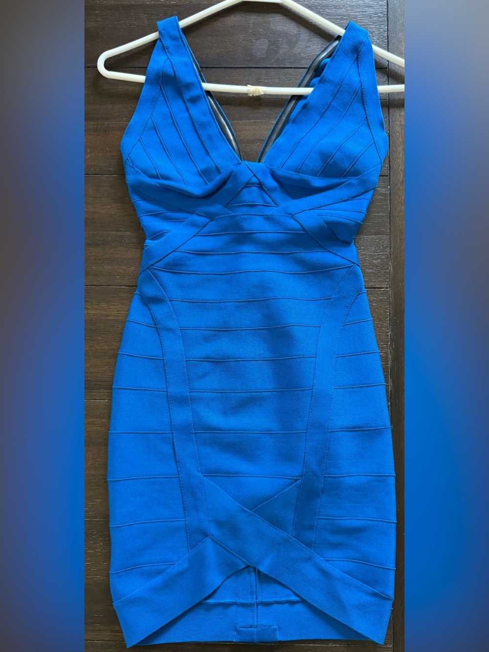 Herve Leger Deep Ocean Blue Bandage Mini Dress